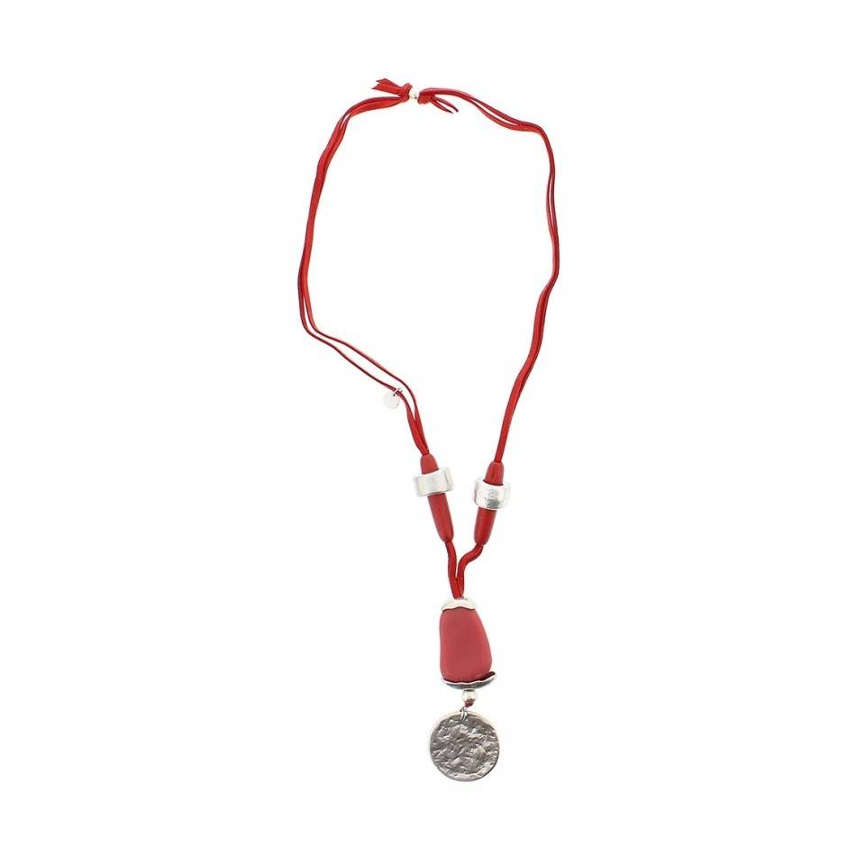 COLLAR LARGO CUENTAS METAL RESINA