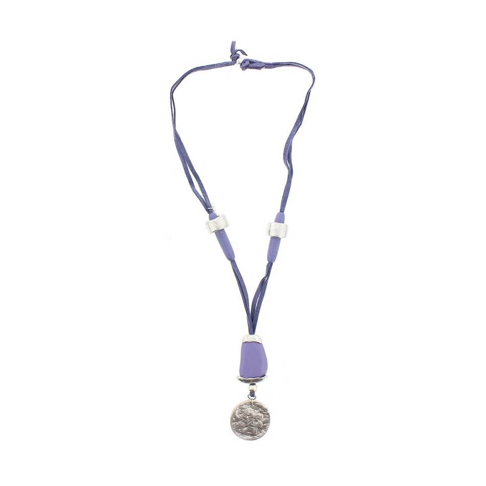 COLLAR LARGO CUENTAS METAL RESINA