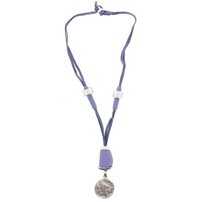 COLLAR LARGO CUENTAS METAL RESINA
