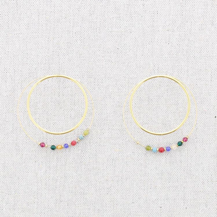 PENDIENTES ACERO DOBLE ARO PIEDRAS