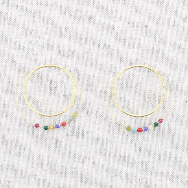 PENDIENTES ACERO DOBLE ARO PIEDRAS