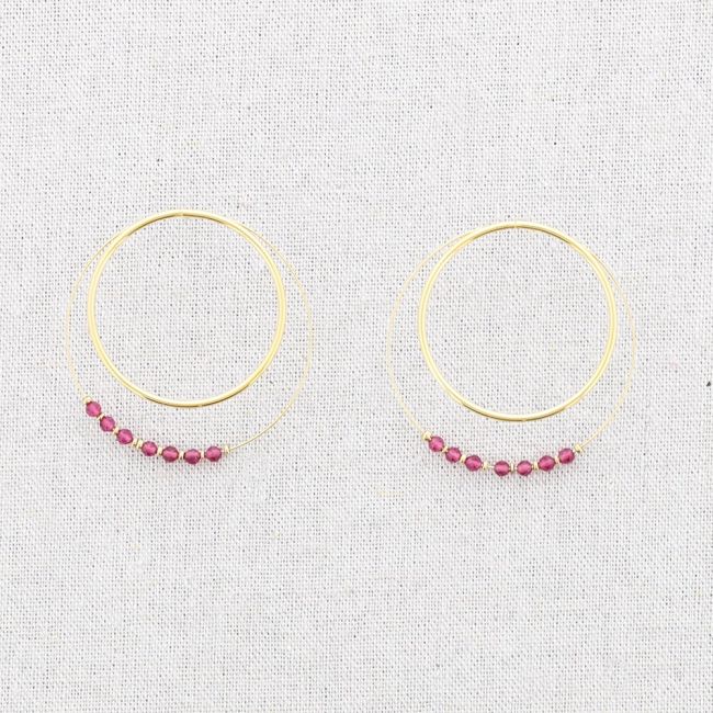 DOUBLE HOOP STEEL EARRINGS WITH STONES