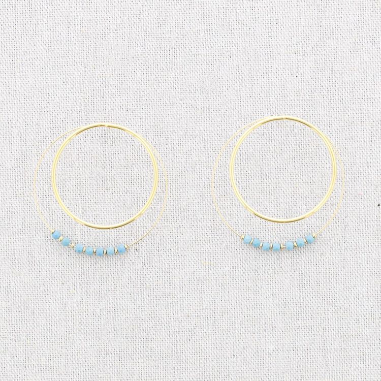 PENDIENTES ACERO DOBLE ARO PIEDRAS 2