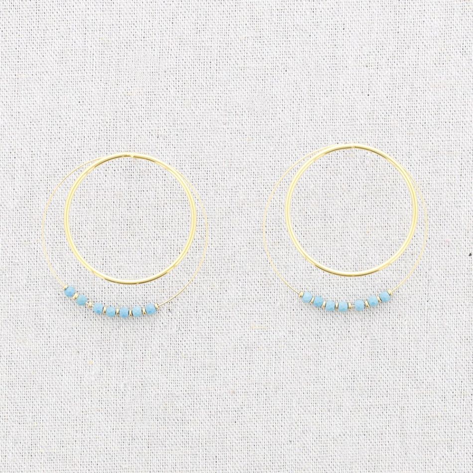 PENDIENTES ACERO DOBLE ARO PIEDRAS