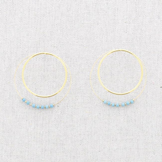 DOUBLE HOOP STEEL EARRINGS WITH STONES