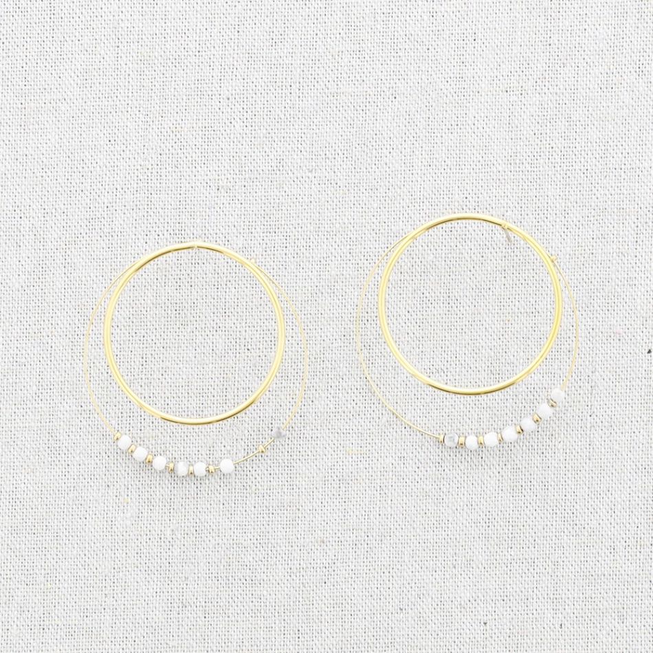 PENDIENTES ACERO DOBLE ARO PIEDRAS