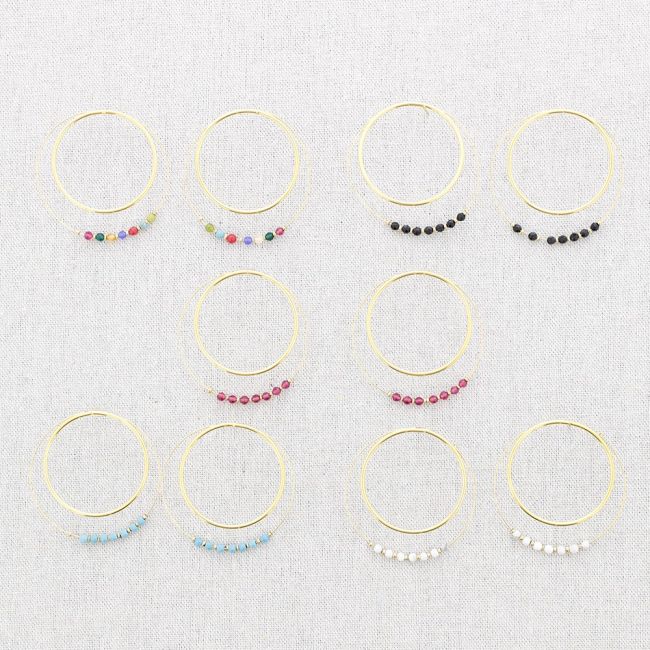 PENDIENTES ACERO DOBLE ARO PIEDRAS