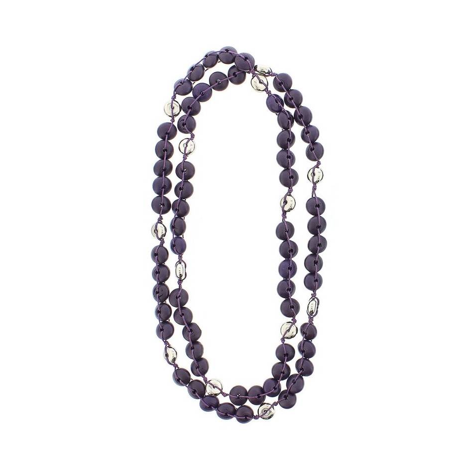 COLLAR LARGO CUENTAS MADERA