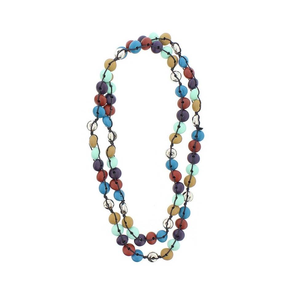 LONG NECKLACE WITH WOODEN BEADS