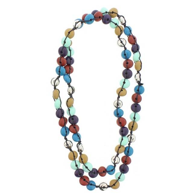 COLLAR LARGO CUENTAS MADERA