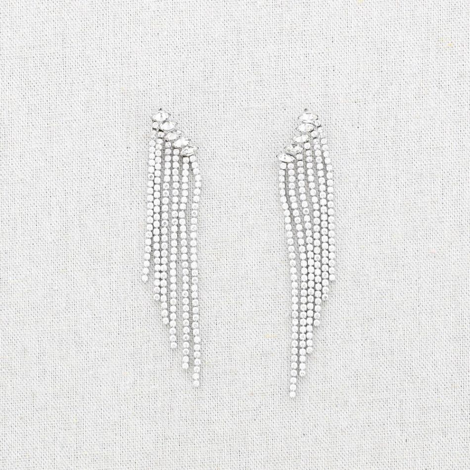 PENDIENTES ACERO LLUVIA CRISTALES