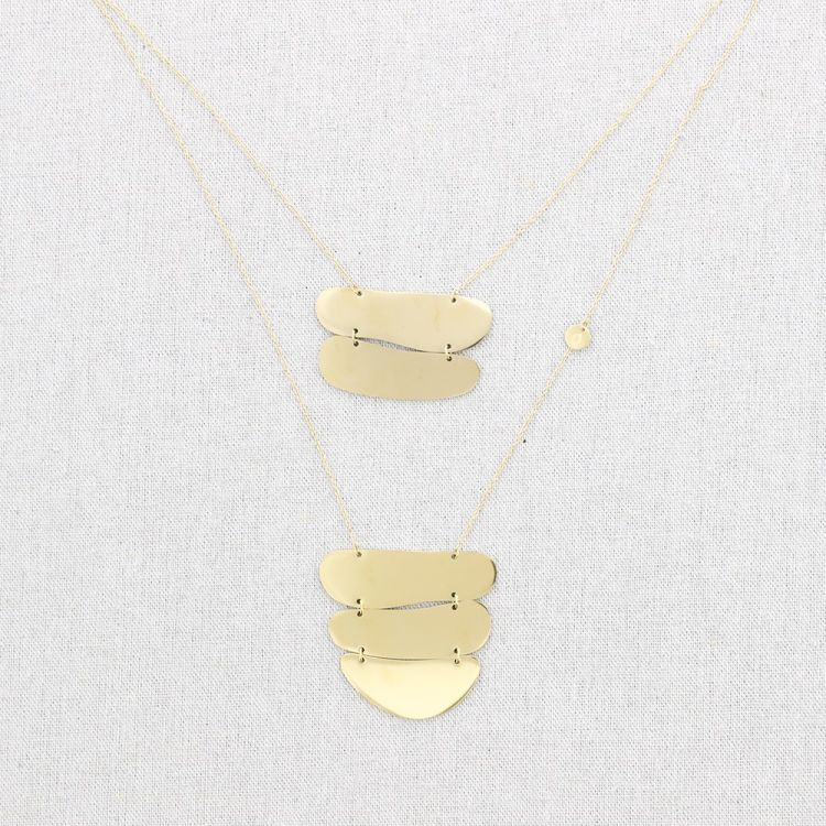 COLLAR LARGO ACERO DOBLE COLGANTE FORMA IRREGULAR