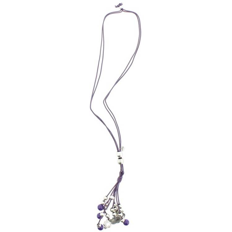 COLLAR LARGO CUENTAS METAL PIEDRAS