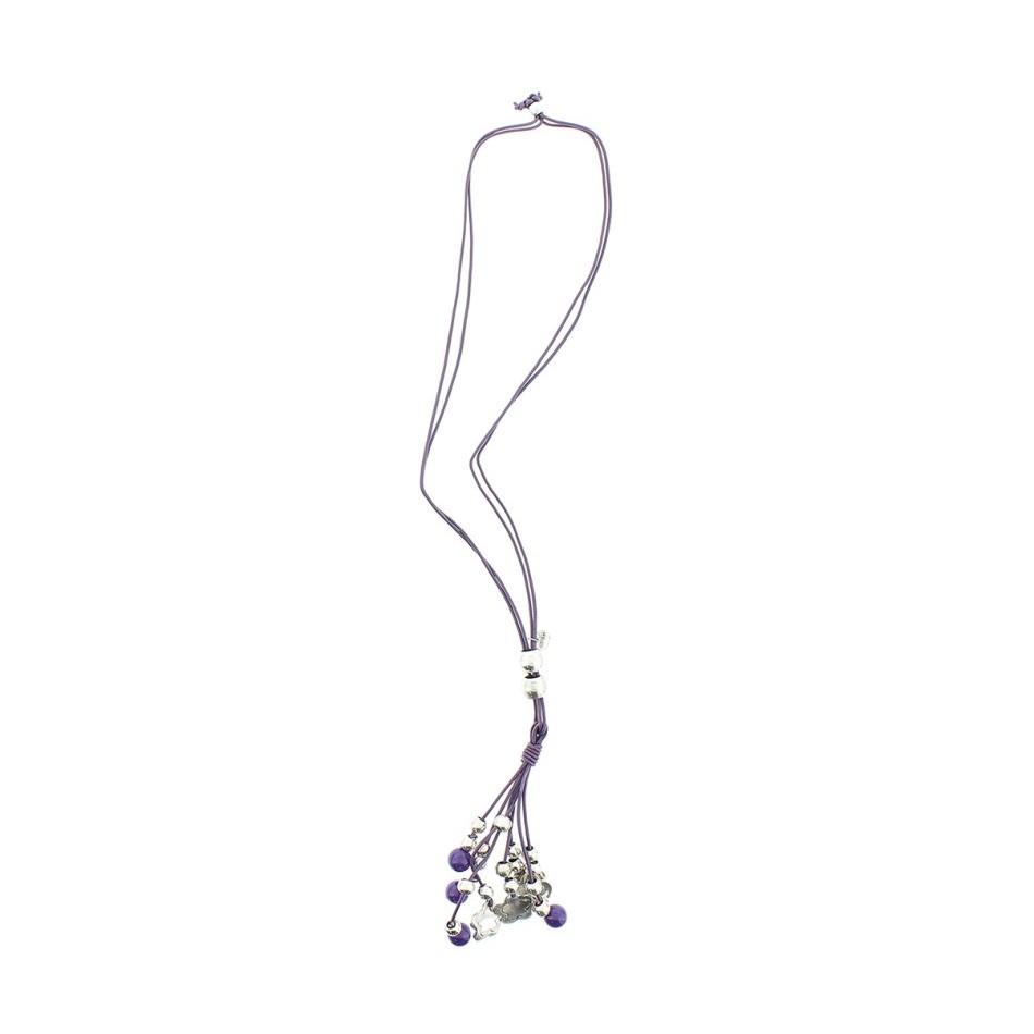 COLLAR LARGO CUENTAS METAL PIEDRAS