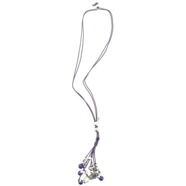 COLLAR LARGO CUENTAS METAL PIEDRAS