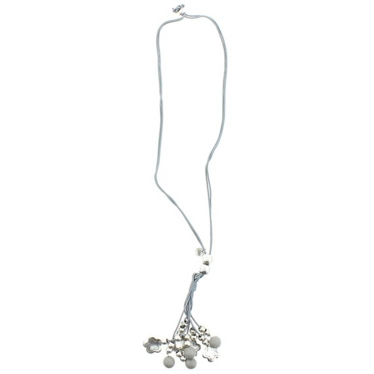 LONG NECKLACE METAL STONE BEADS 2