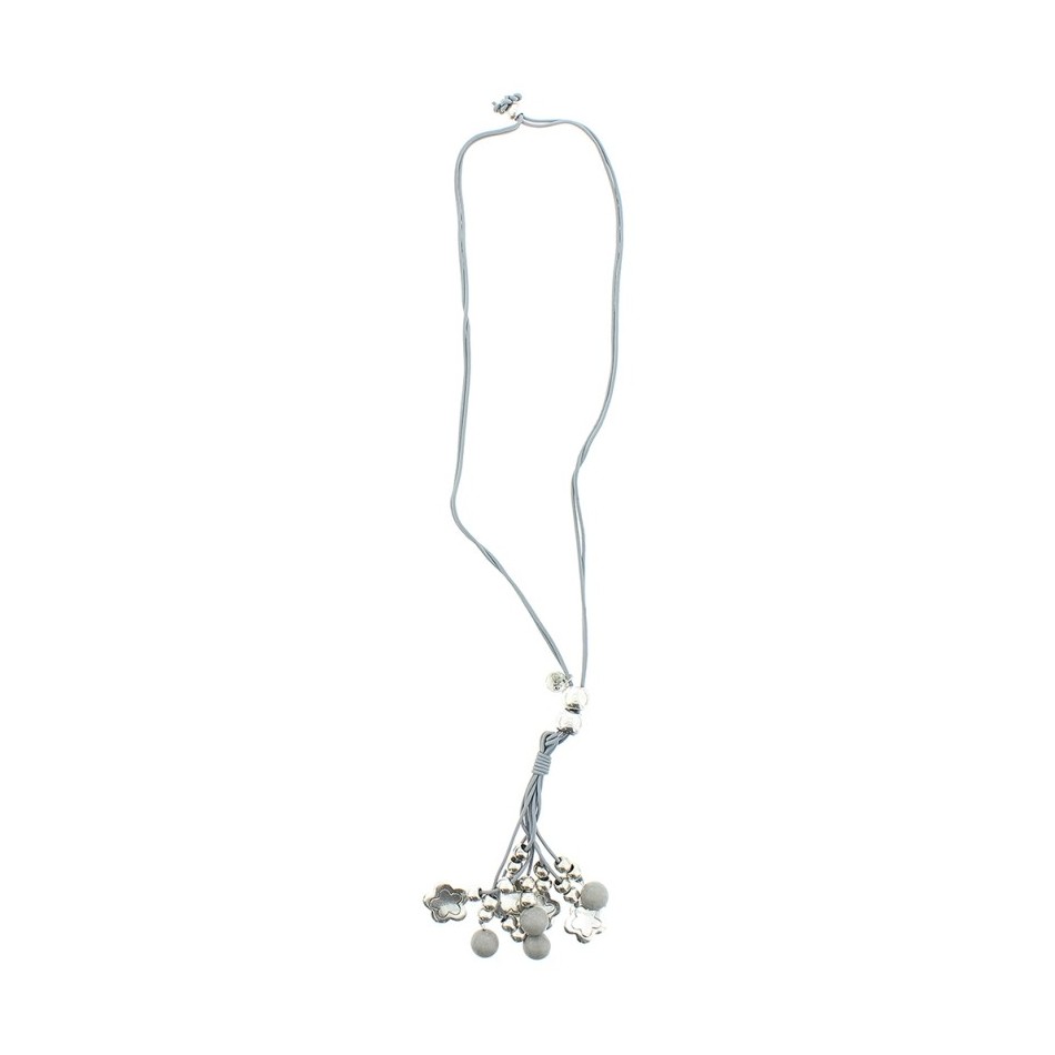 LONG NECKLACE METAL STONE BEADS