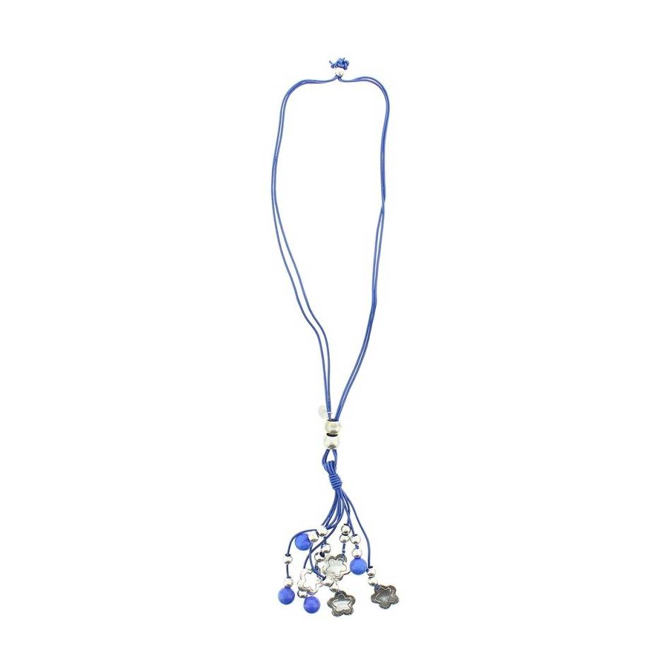 COLLAR LARGO CUENTAS METAL PIEDRAS