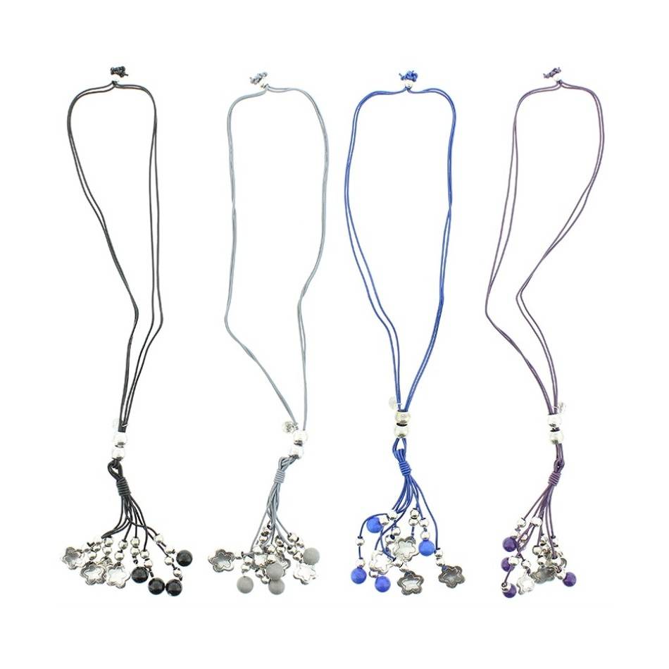 COLLAR LARGO CUENTAS METAL PIEDRAS