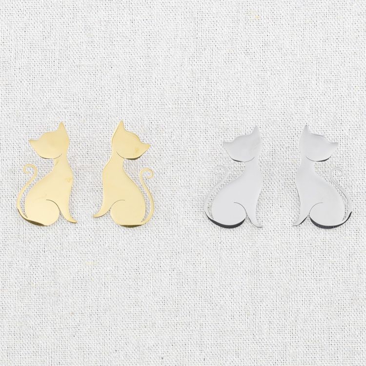 PENDIENTES ACERO GATITO 2