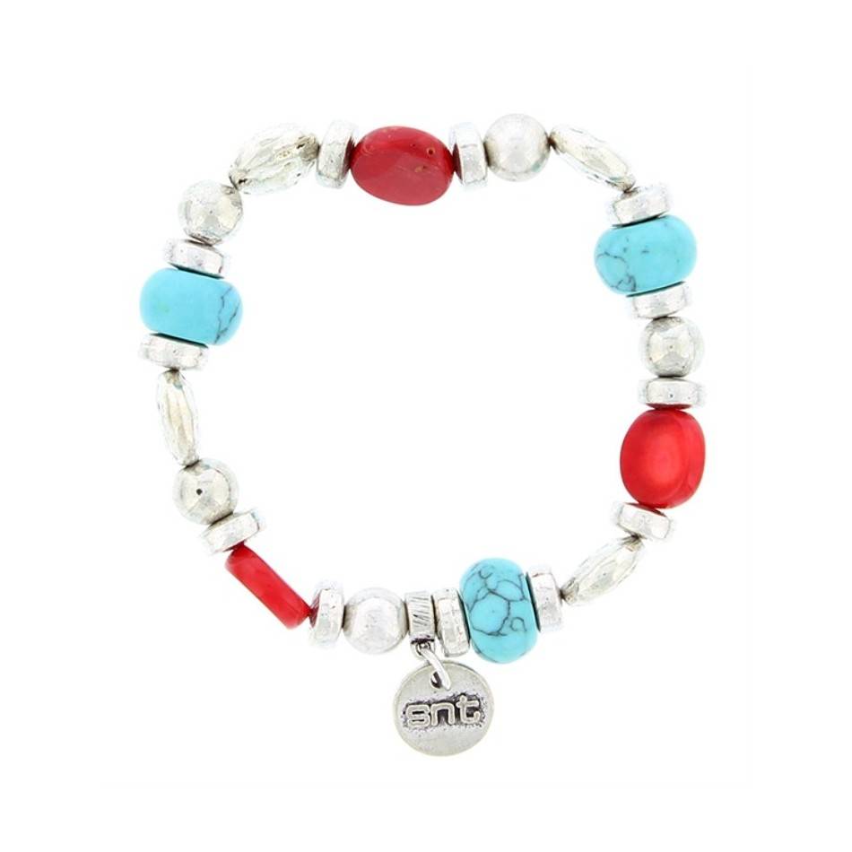 PULSERA CUENTAS METAL PIEDRAS