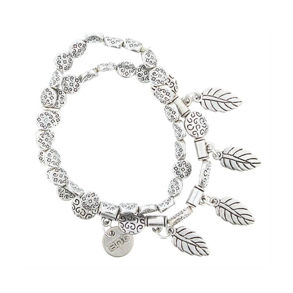 PULSERA DOBLE CUENTAS METAL