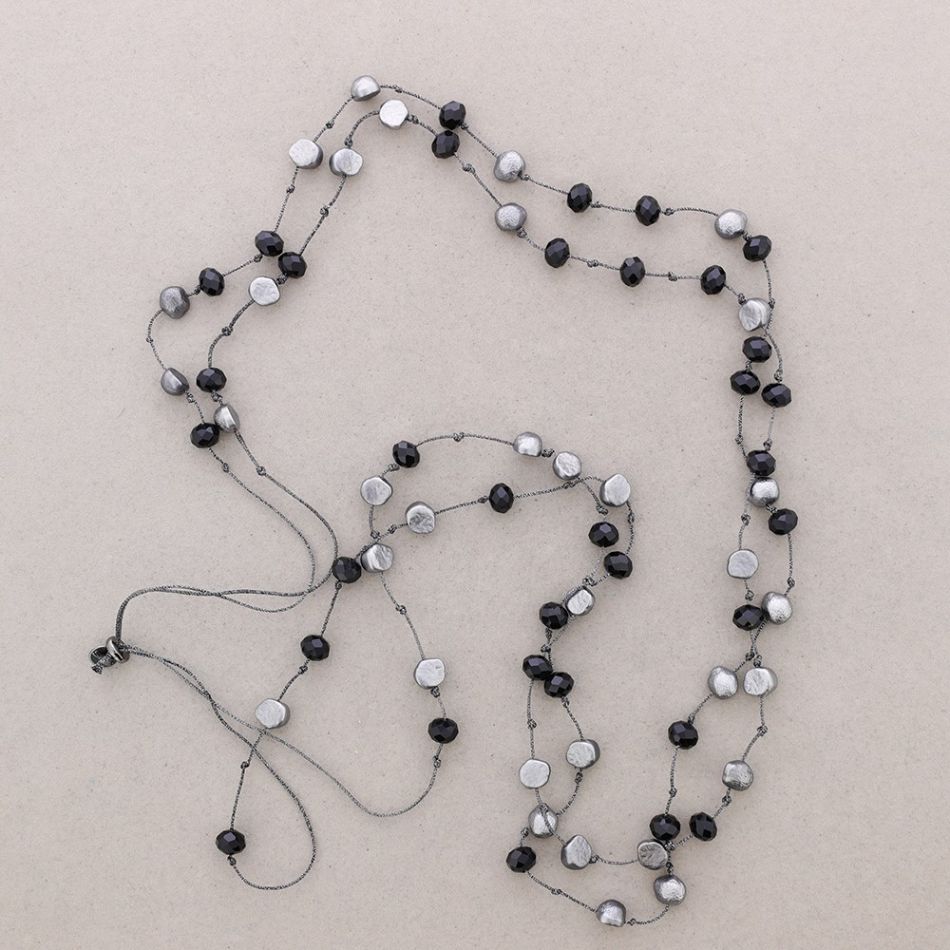DOUBLE BIMATERIAL BEADS LONG NECKLACE