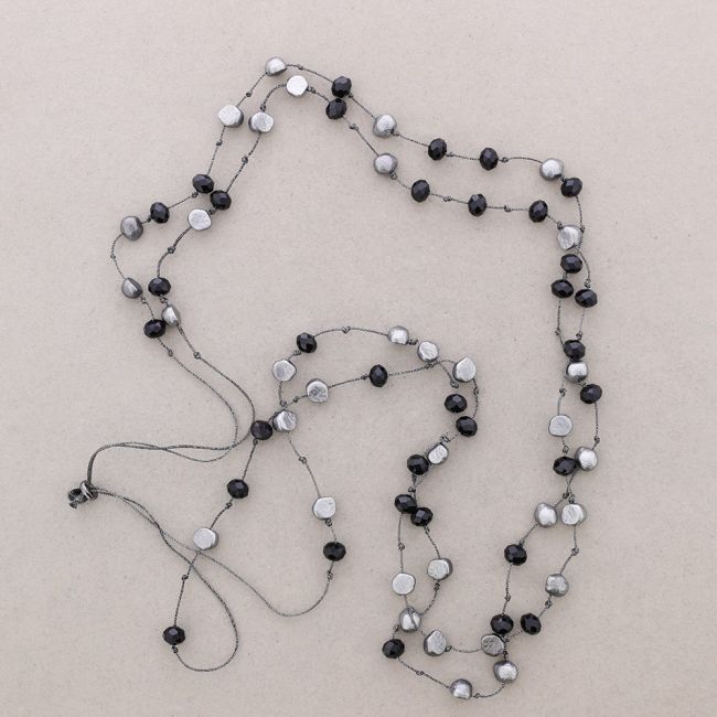 DOUBLE BIMATERIAL BEADS LONG NECKLACE