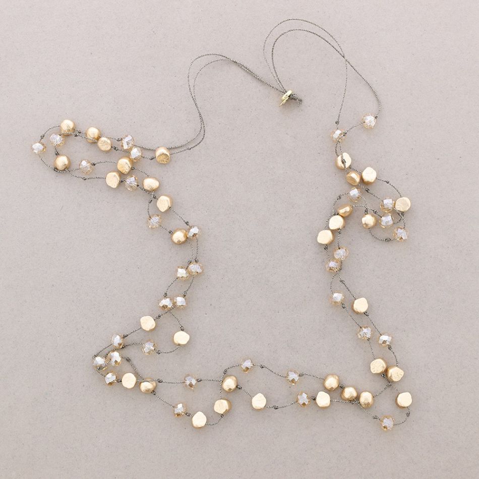 DOUBLE BIMATERIAL BEADS LONG NECKLACE