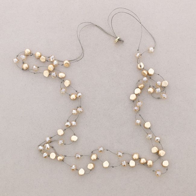 DOUBLE BIMATERIAL BEADS LONG NECKLACE
