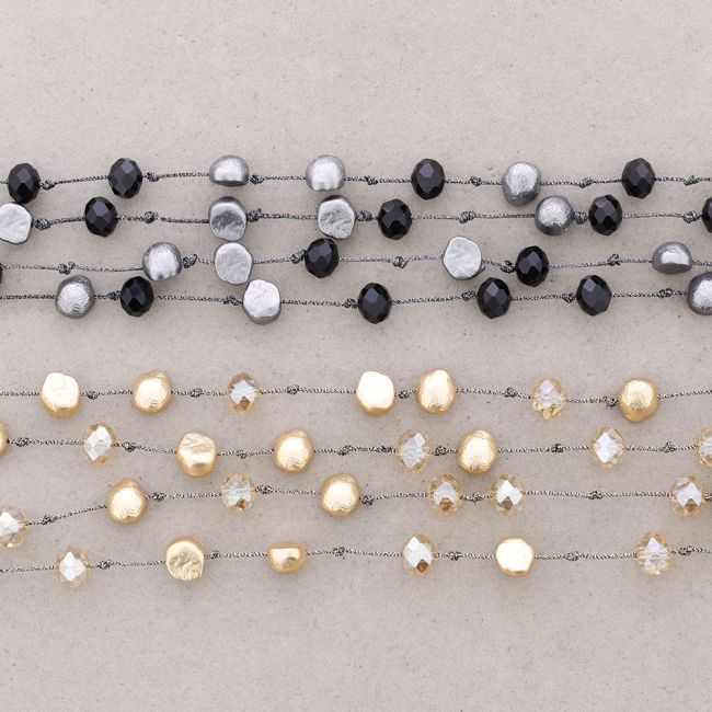 COLLAR LARGO DOBLE CUENTAS BIMATERIAL
