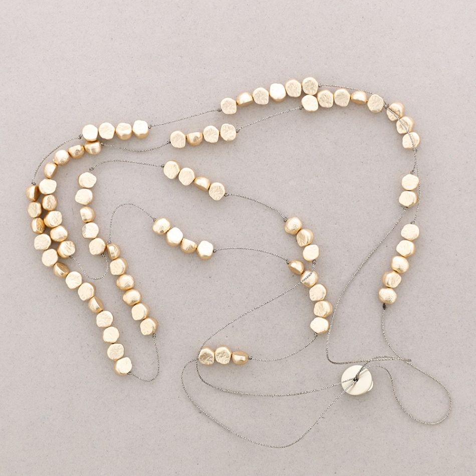 LONG DOUBLE IMITATION NACRE NECKLACE