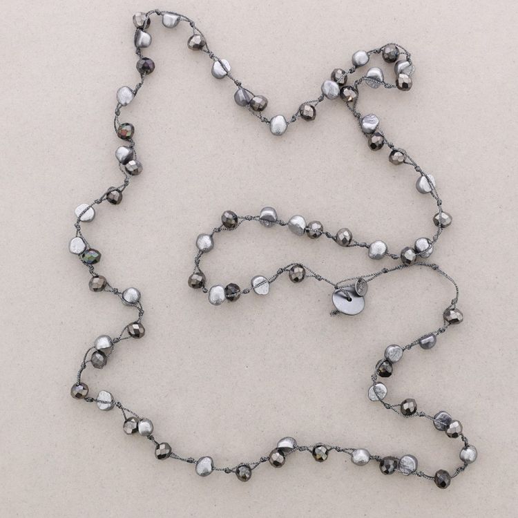 COLLAR LARGO TRENZADO CUENTAS BIMATERIAL