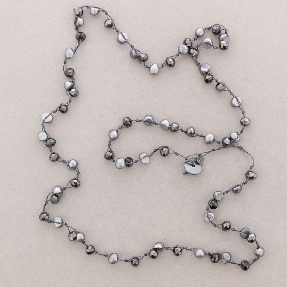 COLLAR LARGO TRENZADO CUENTAS BIMATERIAL