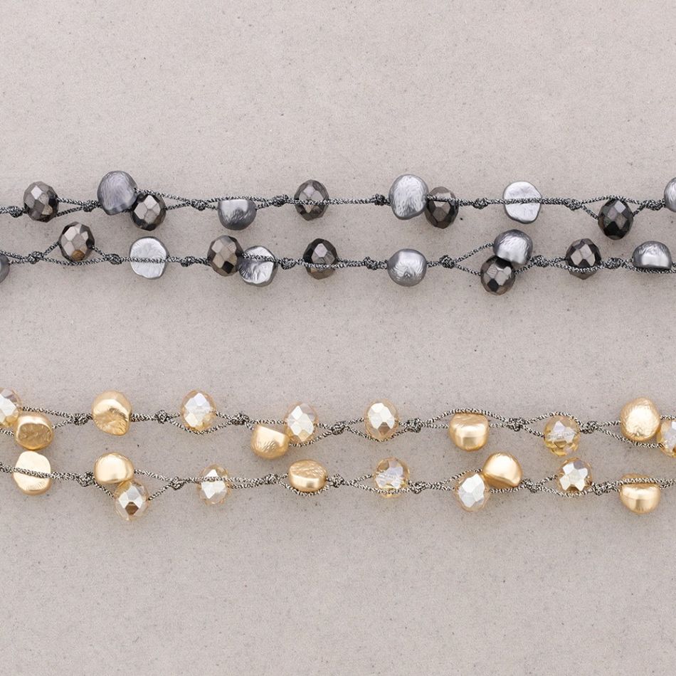 COLLAR LARGO TRENZADO CUENTAS BIMATERIAL