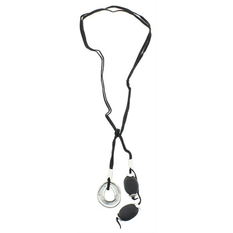 COLLAR LARGO CUENTAS METAL RESINA