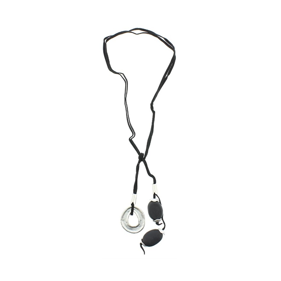 LONG NECKLACE METAL RESIN BEADS