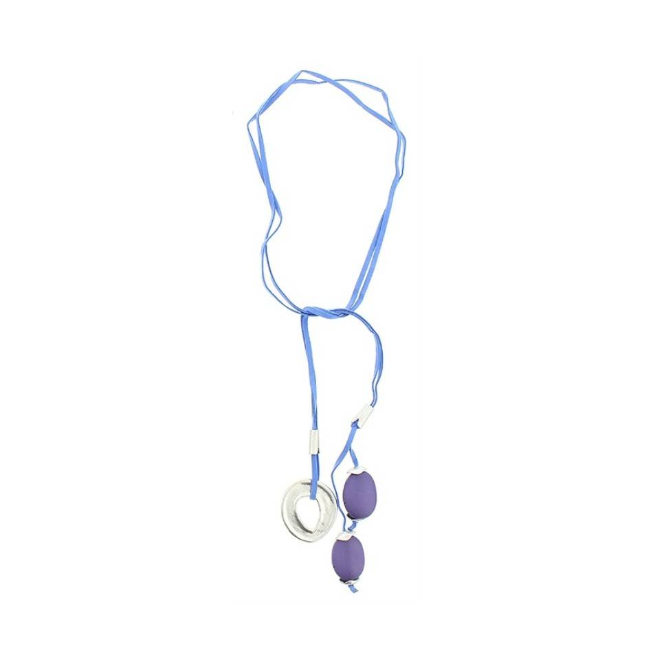 COLLAR LARGO CUENTAS METAL RESINA