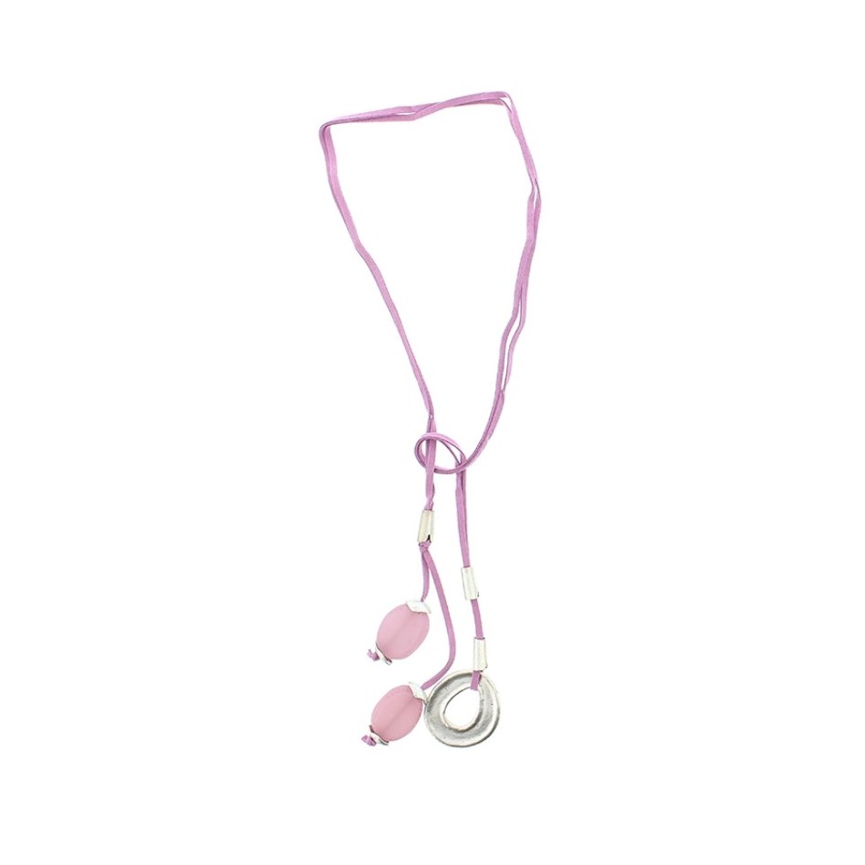 LONG NECKLACE METAL RESIN BEADS
