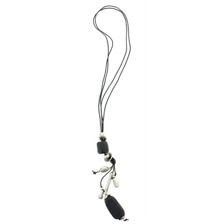 COLLAR LARGO CORDÓN METAL RESINA