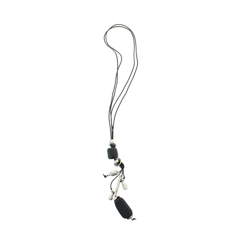 LONG METAL RESIN CORD NECKLACE