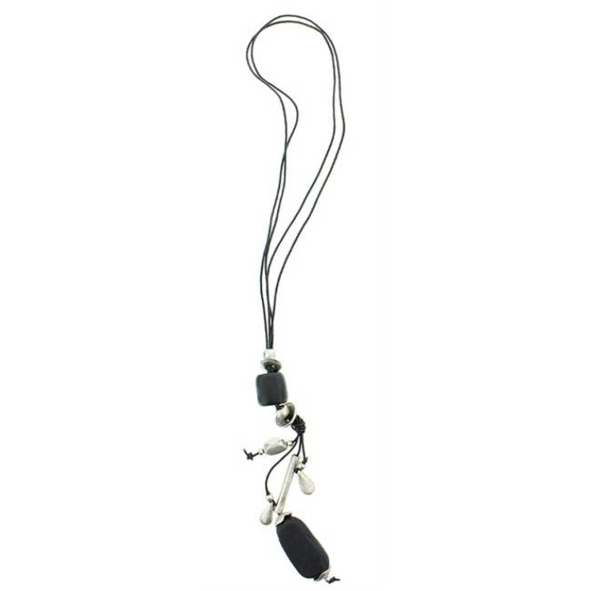 LONG METAL RESIN CORD NECKLACE
