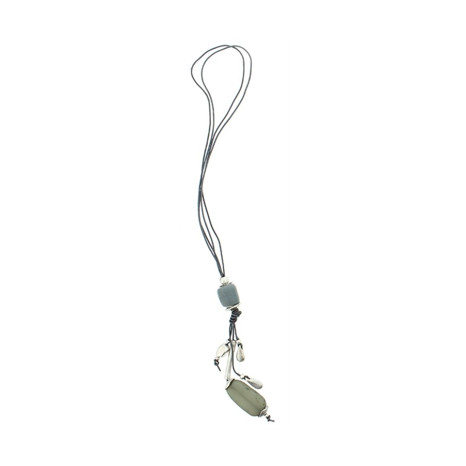 LONG METAL RESIN CORD NECKLACE