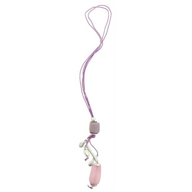 LONG METAL RESIN CORD NECKLACE