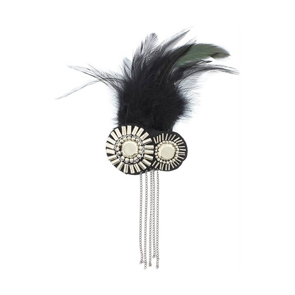 CHAIN FEATHERS RHINESTONE BROOCHES
