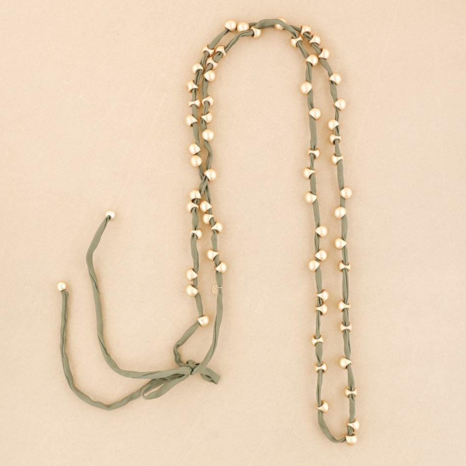 LONG IMITATION METAL BALL NECKLACE