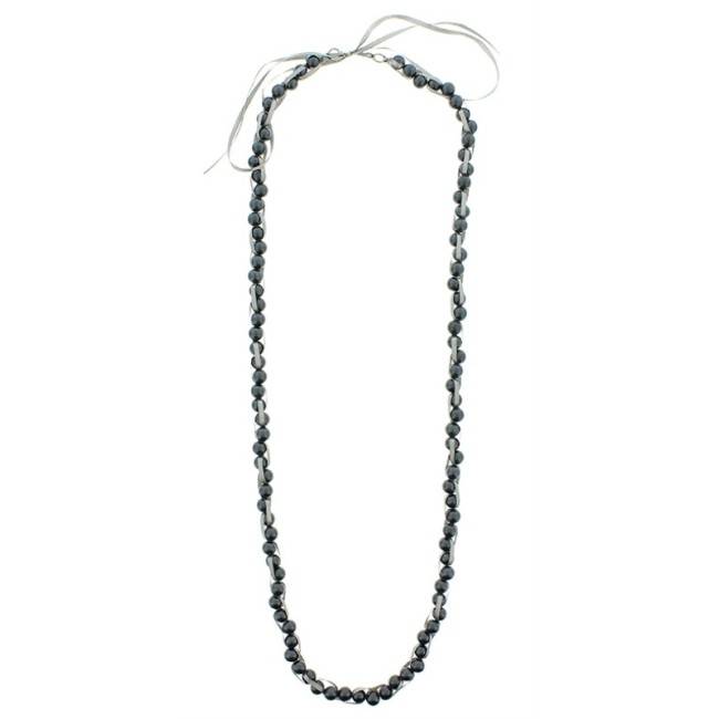 LONG SATIN BALL NECKLACE