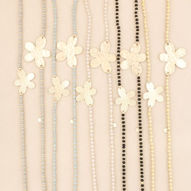 COLLAR LARGO CRISTALES DOBLE FLOR METAL 2