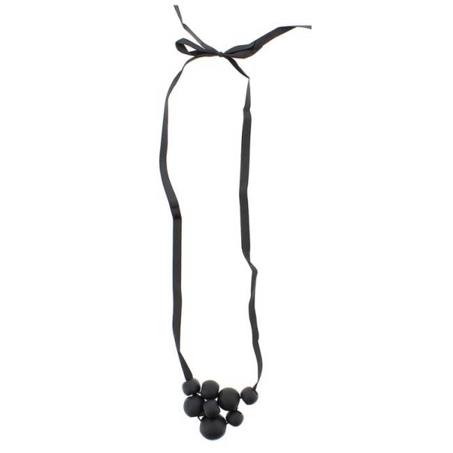 LONG SATIN NECKLACE WITH BEADS