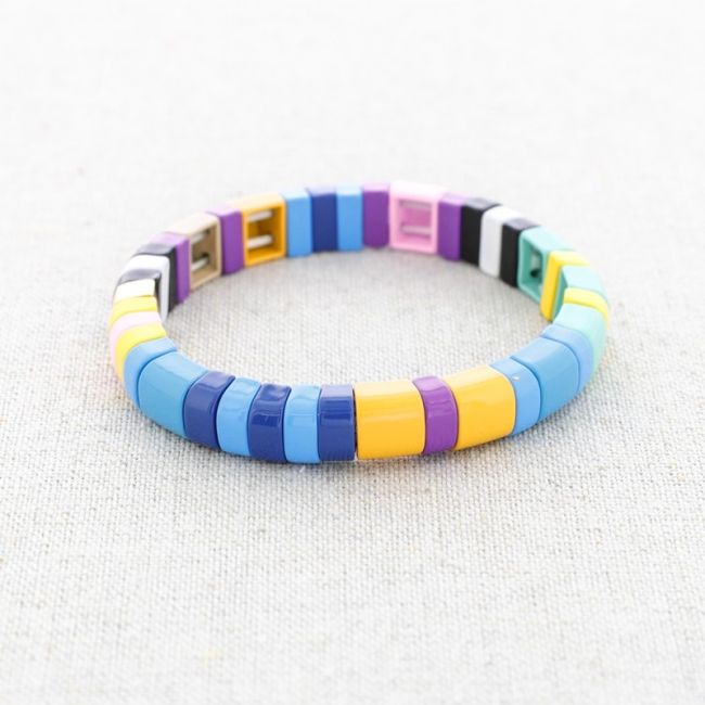 ELASTIC STEEL BRACELET WITH ENAMEL BEADS